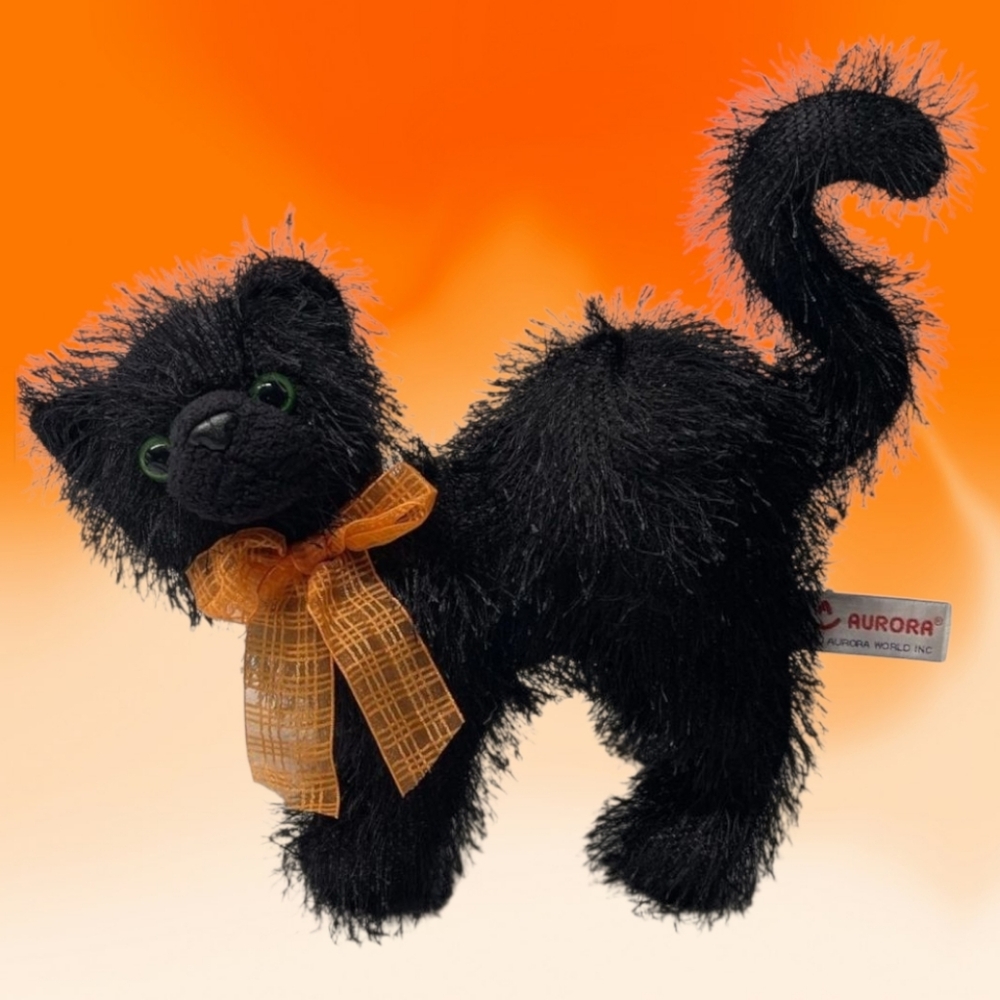 RARE Aurora World Limited Plush‎ Bellatrix Scared Black Halloween Cat, Whimsy